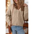Smoke Gray Pearl Embellished Button Front V Nec...