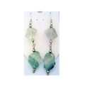 Carved Fluorite Bead Silver Wire Gemstone Dangl...