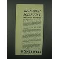 1966 Honeywell Corporate Research Center Ad - Infrared Physics