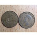 GB 1943 George VI Ship Half Penny Coin