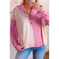 Pink Mixed Texture Waffle Floral Patchwork Hood...