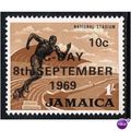 Jamaica 1969 10c on 1/- Black & Light Brown Mou...