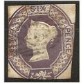 1854 SG60 6d Purple Embossed Cut Square Good Us...