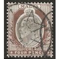 Malta 1904 SG43 4d Blackish Brown & Brown Wmk C...