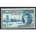Jamaica 1946 Victory 3d Blue Perf 13.5 SG142a MM