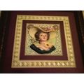 Ceramic 3D Victorian lady with fancy hat framed