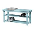 Sea Foam Aqua Blue Wood 2-Shelf Shoe Rack Stora...