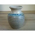 Small Stoneware Fawn And Blue Bud Vase