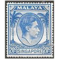 Singapore 1952 SG24a 24c Bright Blue Perf 17.5x...