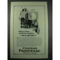 1926 Quebec Canada Tourism Ad - Chateau Frontenac