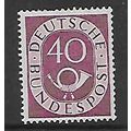 GERMANY REPUBLIC 1951 NUMERAL AND POSTHORN 40pf...