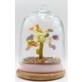 Wish Gem Tree Ornament Under a Glass Dome Woode...