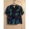 Vtg Joan Leslie Women's Geometric Button Up Blo...