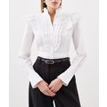 KAREN MILLEN Long Sleeved Pleated Ruffle Shirt ...