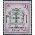 Jamaica 1962 £1 black & purple Independence SG1...
