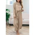 Smoke Gray Loose Textured Pullover and Pants Ou...