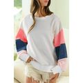 White French Terry Color Block Long Sleeve Top
