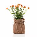 Faux Orange Floral Plant in a Hessian Bag 16 CM...