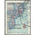 MOZAMBIQUE, Map of Mozambique, blue 1954, 50c, #2