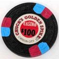 Chuck's $100. Golden Spike Casino Chip - 1976 -...