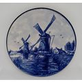 Delft Blauw Blue & White Wall Plate Windmills W...
