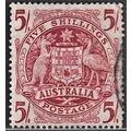 AUSTRALIA, 1949 5/- Arms, SG 224a (Scott #218),...