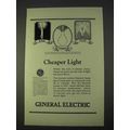 1923 General Electric Ad - Cheaper Light