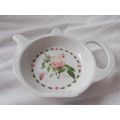 TEA BAG HOLDER SHAPED AS TEA POT DEPICTING PINK...