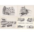 Shropshire Union Canal 4x Artist Drawing Postca...