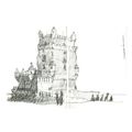 Belem Tower Lisboa Portugal Stunning Sketch Pai...