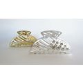 Matte silver or gold geometric metal crystal ha...