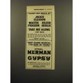 1959 Broadway Plays Advertisement - Take Me Along and Gypsy