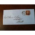 1867 GB QV 1d Red stamp ID Plate 94 cover Moss ...