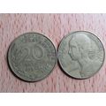 France Republic 1966 20 Centimes Coin