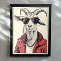 Groovy Goat Illustration Wall Art Goat Print An...
