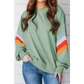 Moonlight Jade Rainbow Striped Sleeve Crew Neck...