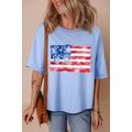 Myosotis American Flag Bow Knot Print Half Slee...