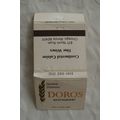 Matchbook Cover Doros Restaurant, North Rush, C...
