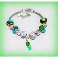 Pretty European Beads Charm Bracelet Silver Ton...