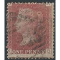 1858 SG43 1d Red Plate 124 Good/Fine Used "KB"