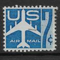 USA 1958 AIR 7c BLUE SILHOUETTE OF JET AIR LINE...