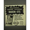 1953 Baken-Ets Fried Bacon Rinds Ad - The newest cocktail sensation