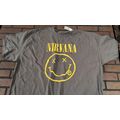 NIRVANA- Distressed Smiley Face Men's T-shirt ~...
