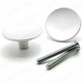 2 x SILVER FLAT TOP DISHED KNOBS Kitchen/Cupboa...