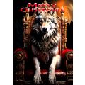 WOLF ON A RED & GOLD THRONE CHRISTMAS CARD AS I...