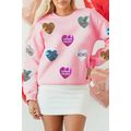 Pink Sequin Romantic Letters Heart Graphic Vale...