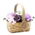Medium Soap Flower Bouquet in Wicker Basket - L...
