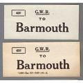 2 GREAT WESTERN RAILWAY OBLONG LUGGAGE LABELs -...
