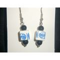 Oriental Chinnese style white ceramic cube blue...