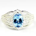 Swiss Blue Topaz, 925 Sterling Silver Ladies Ri...
